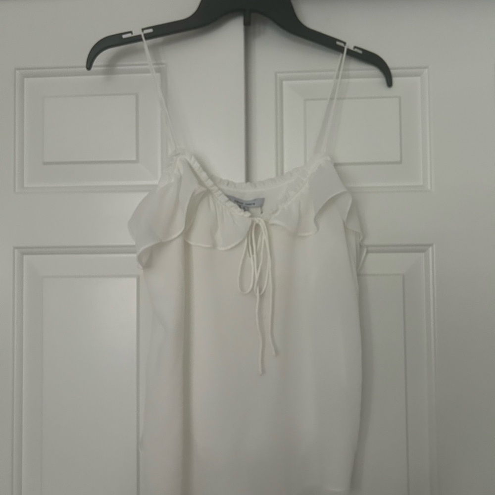 Naked Zebra White Tie Front Ruffled Camisole